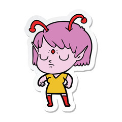 Obraz premium sticker of a cartoon alien girl