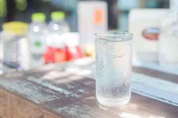 Water drink in glass.