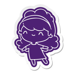 cartoon sticker kawaii girl with head band
