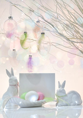 Easter holiday concept background with card mockup