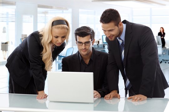 Corporate business people working with computer