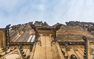 Prague, Czech Republic. Gothic style statues, decoration of St. Vitus Cathedral, part of the Prague Castle complex.