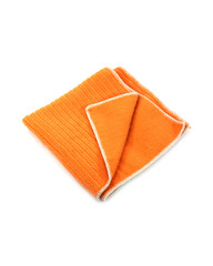 orange microfiber towel rag on a white background