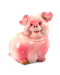  ceramic figurine souvenir pig on a white background