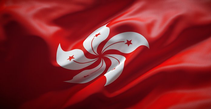 Hong Kong flag of real cloth.