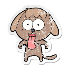 distressed sticker of a cute cartoon dog