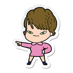 sticker of a cartoon happy woman