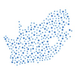 South Africa map background with blue stars of different sizes vector illustration eps