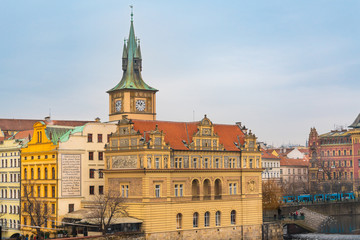 Czech Republic. Bedrich Smetana Museum, situated in the centre of Prague in a small block of buildings right next to Charles Bridge on the right bank of the river Vltava in the Old Town. 