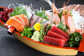 fresh sashimi assorted boat