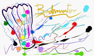 badminton sport and brush strokes art action.