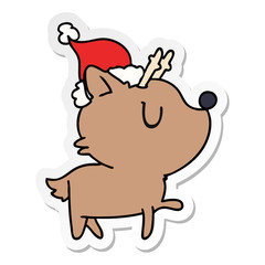 Naklejka premium christmas sticker cartoon of kawaii deer