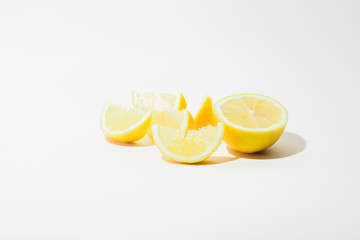 Lemon slices on a white background