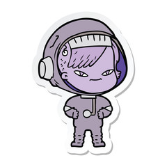 sticker of a cartoon astronaut woman