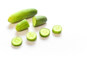 Green Cucumbers on White Background
