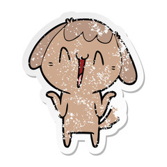 distressed sticker of a cute cartoon dog