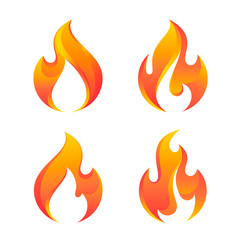 Fire flames, set vector icons