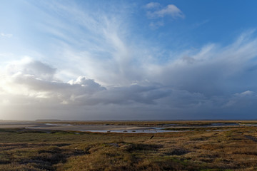 Stormy sky in the bay of Somme nature reserve 