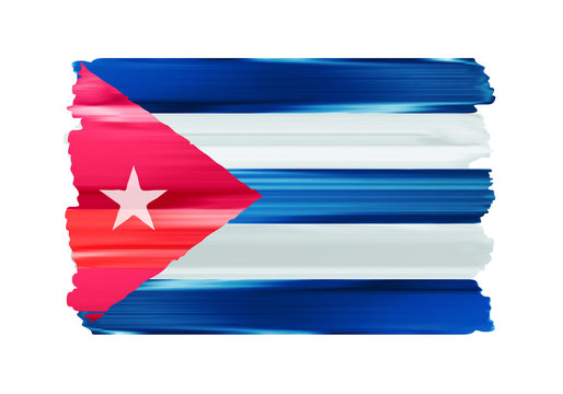 Cuba colorful brush strokes painted flag.