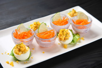stuffed egg with carrot rappe