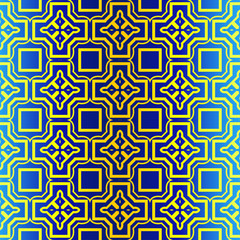 Geometric Pattern. Ethnic Ornament. Vector Illustration. For Greeting Cards, Invitations, Cover Book, Fabric, Scrapbooks. Blue yellow color