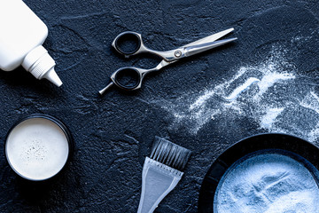 hairdresser profession select of hair color on dark background