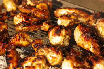 Grilled chicken on the grill