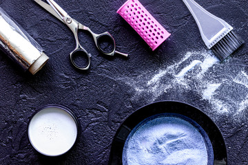 hairdresser profession select of hair color on dark background