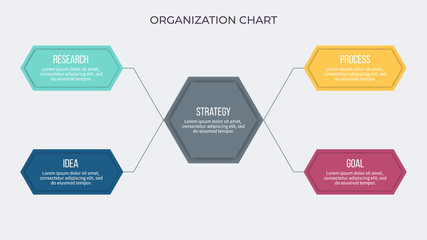 Business infographic. Organization chart with 4 options. Vector template.
