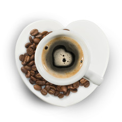 image of a cup of coffee and coffee beans