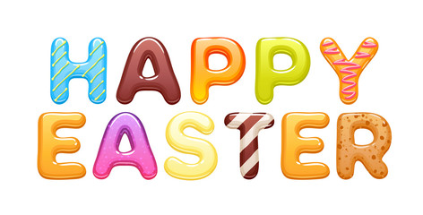 Decorated sweets abc letters - Easter greeting.