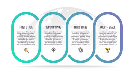 Business infographics. Process with 4 steps, options, ellipses. Vector template.