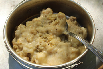 camping breakfast: biscuits and gravy
