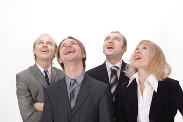 group of business people looking at copy space