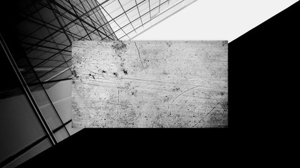 empty steel plate and architecture of geometry at glass window - monochrome