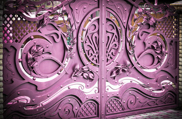 Forged iron gates. View of wonderful forged gates in full size