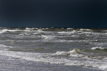 Rough Baltic sea, coast of Latvia.