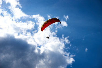 Paraglider in the Alps of Tux in Austria / On the Mountain 