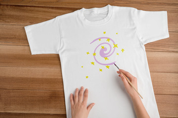 Decorate a blank white t-shirt