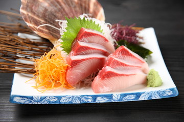 greater amberjack sashimi - obrazy, fototapety, plakaty