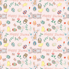 seamless illustration of_2_a pattern in childrens style on the theme of Easter celebration, for the design and decoration of backgrounds