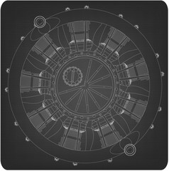 Radial engine on a gray