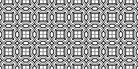 Decorative Traditional Geometric Ornament. Seamless Pattern. Vector Illustration. Tribal Ethnic Arabic, Indian, Motif. For Interior Design, Wallpaper. Black white color