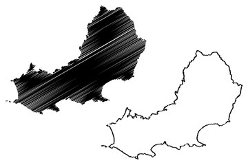 Swansea Cynon Taf (United Kingdom, Wales, Cymru, Principal areas of Wales) map vector illustration, scribble sketch City and County of Swansea  map