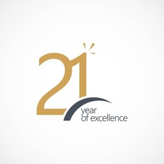 21 Year of Excellence Vector Template Design Illustration - obrazy, fototapety, plakaty