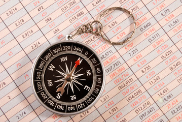 compass on the table close up