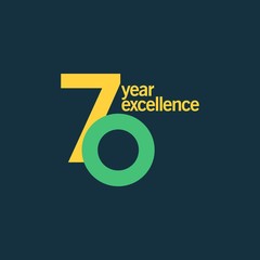 70 Year of Excellence Vector Template Design Illustration