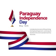 Paraguay Independence Day Flag Vector Template Design Illustration