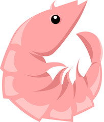 Pink shrimp. Logo for a cafe, restaurant, seafood store.