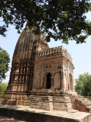 Fototapeta na wymiar Jain temples of love and sex themes in Khajuraho. Eastern group of Khajuraho temples, Madhya Pradesh, India, UNESCO heritage